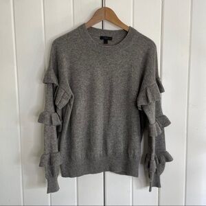 J Crew Gray Sweater with Ruffle Sleeves​​​​